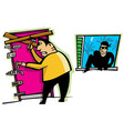 Burglar breaks into house vector image