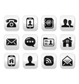 Contact black buttons set - mobile phone email vector image