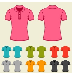 Set of templates colored polo shirts for women Set of templates colored polo shirts for women vector image