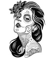 Day of dead girl black and white vector image