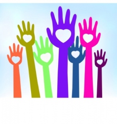 Loving hands template card vector image