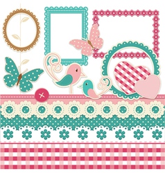 Vintage scrapbook elements vector image