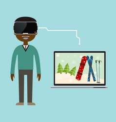 A virtual reality trip to the ski resort vector image