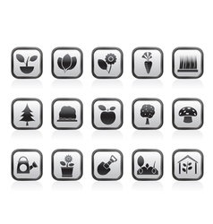 Different Plants and gardening Icons vector image