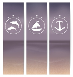 Set labels with beach retro style vector image