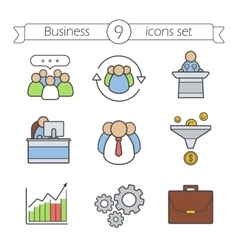 Business color icons set Business color icons set vector image
