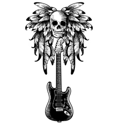 Wings with skull guitar vector image