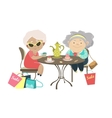Two old women talking in a cafe after shopping Two old women talking in a cafe after shopping vector image