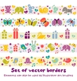 Cute borders with baby icons vector image