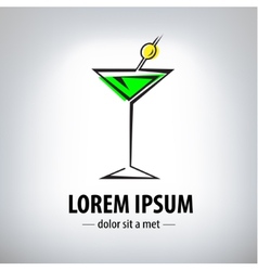 Cocktail party glass design logo Cocktail party glass design logo vector image