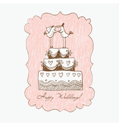 Wedding cake hand draw vector image