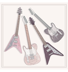 Electric and bass guitars set cute guitars vector image