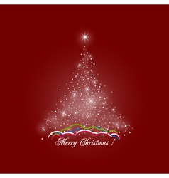 Christmas Tree of Lights on Red Background vector image