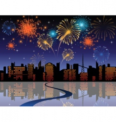 Fireworks in the city vector image