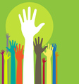 Background with raised hands and copy space on gre vector image