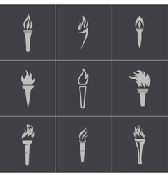 Black torch icons set vector image