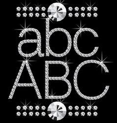 Diamond letters with gemstones 01 vector image