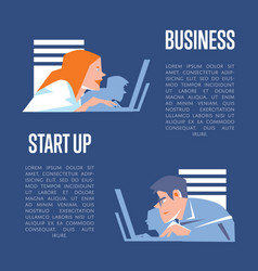 Business start up banner with businesspeople Business start up banner with businesspeople vector image