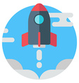 Rocket in the sky Modern colored flat Rocket in the sky Modern colored flat vector image