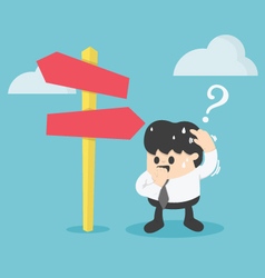 Businessman Standing at the crossroad vector image
