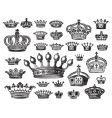 Set of antique crown engravings vector image