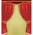 Luxury background Red curtain with golden pattern vector image