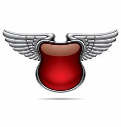 Metallic banner with wings vector image