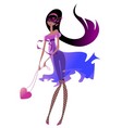 Beautiful brunette with a handbag vector image