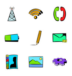 Web technology icons set cartoon style vector image