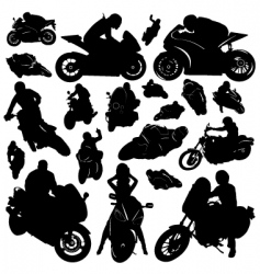 Collection of motorcycle and rider vector image