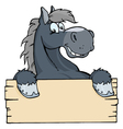 Cartoon horse label vector image