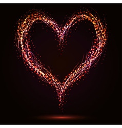 Sparkling heart shape on dark background vector image