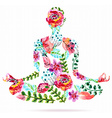 Yoga pose watercolor bright floral vector image