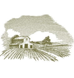 Farm scene landscape with barn vector image