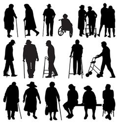 Elderly silhouettes vector image