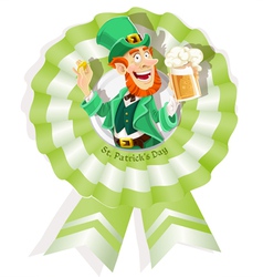 Rosette on St Patricks Day with Leprechaun vector image
