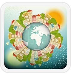 Small Planet with Little Town vector image