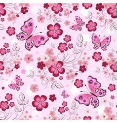 Floral butterfly pattern vector image