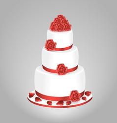 Wedding cake with red roses vector image