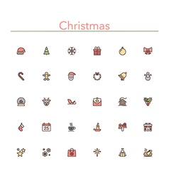 Christmas Colored Line Icons vector image