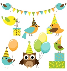 Party birds set vector image