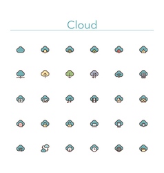 Cloud Colored Line Icons vector image