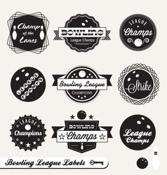 Bowling League Champs Labels vector image