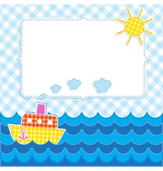 Frame with cartoon ship vector image