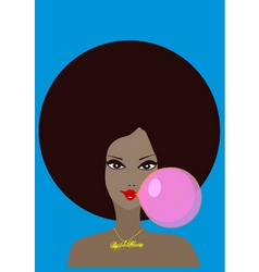 Funky girl and bubble gum vector image