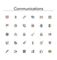 Communications Colored Line Icons vector image
