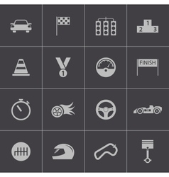 Black racing icons set Black racing icons set vector image