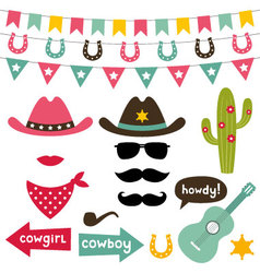 Cowboy design elements set vector image
