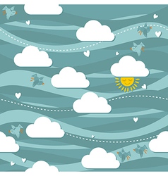 Sun and clouds vector image