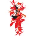 Lily and bird vector image